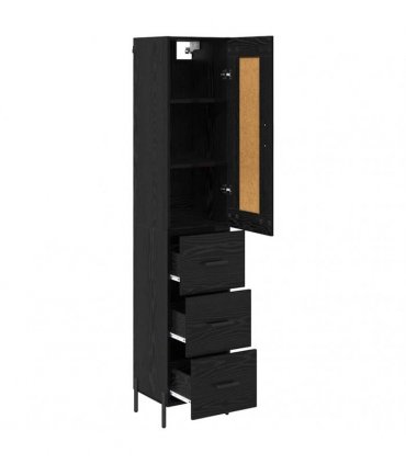 vidaXL Highboard Black Oak 34.5 x 34 x 180 cm Engineered Wood