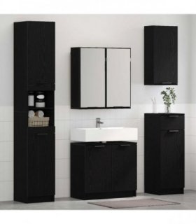 vidaXL Bathroom Furniture Set 4 pcs Black Oak Engineered Wood