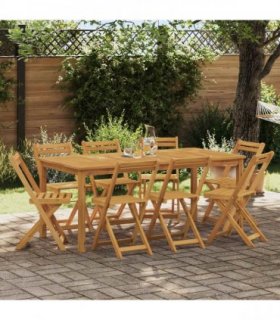 vidaXL Outdoor Bistro Chairs 8 pcs Natural Solid Acacia Wood