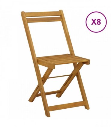 vidaXL Outdoor Bistro Chairs 8 pcs Natural Solid Acacia Wood