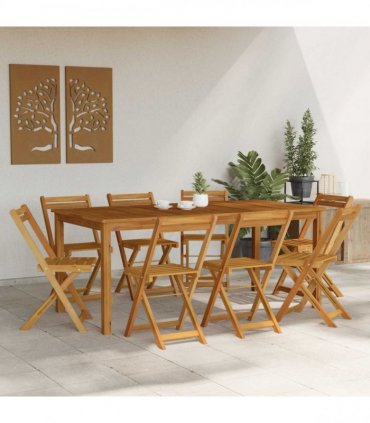 vidaXL Outdoor Bistro Chairs 8 pcs Natural Solid Acacia Wood