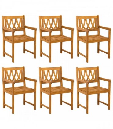 vidaXL Garden Chairs 6 pcs Natural Solid Acacia Wood