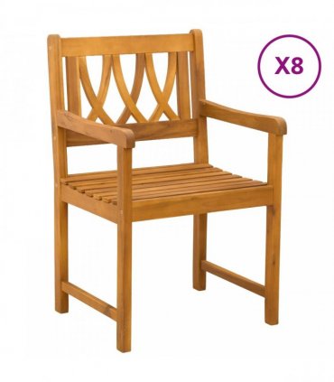 vidaXL Garden Chairs 8 pcs Natural Solid Acacia Wood