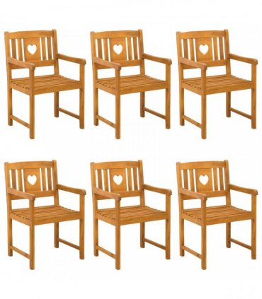 vidaXL Garden Chairs 6 pcs Natural Solid Acacia Wood