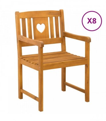 vidaXL Garden Chairs 8 pcs Natural Solid Acacia Wood