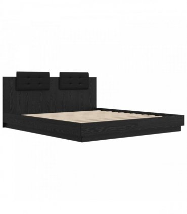 vidaXL Bed Frame with Headboard Black Oak 200 x 200 cm Engineered Wood