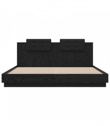 vidaXL Bed Frame with Headboard Black Oak 200 x 200 cm Engineered Wood