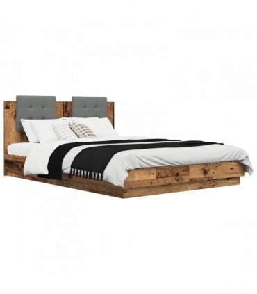 vidaXL Bed Frame with Headboard Old Wood 160 x 200 cm Engineered Wood