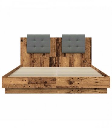 vidaXL Bed Frame with Headboard Old Wood 160 x 200 cm Engineered Wood