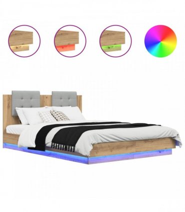 vidaXL Bed Frame with Headboard Artisan Oak 160 x 200 cm