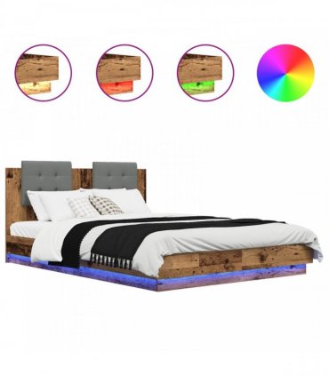 vidaXL Bed Frame with Headboard Old Wood 140 x 200 cm Engineered Wood