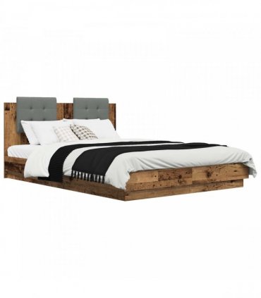 vidaXL Bed Frame with Headboard Old Wood 140 x 200 cm Engineered Wood