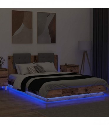 vidaXL Bed Frame with Headboard Old Wood 140 x 200 cm Engineered Wood