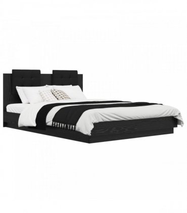 vidaXL Bed Frame with Headboard Black Oak 140 x 200 cm Engineered Wood
