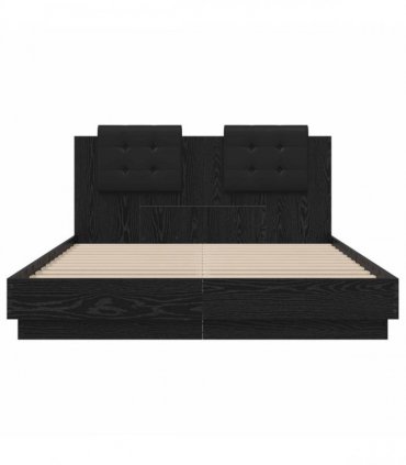 vidaXL Bed Frame with Headboard Black Oak 140 x 200 cm Engineered Wood