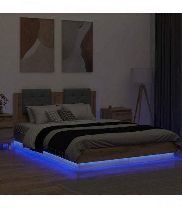 vidaXL Bed Frame with Headboard Artisan Oak 120 x 200 cm