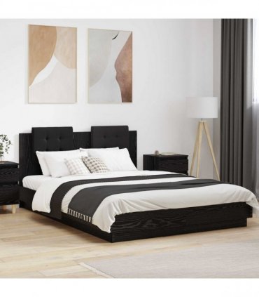 vidaXL Bed Frame with Headboard Black Oak 120 x 200 cm Engineered Wood