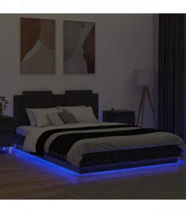 vidaXL Bed Frame with Headboard Black Oak 120 x 200 cm Engineered Wood