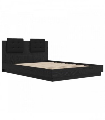 vidaXL Bed Frame with Headboard Black Oak 120 x 200 cm Engineered Wood
