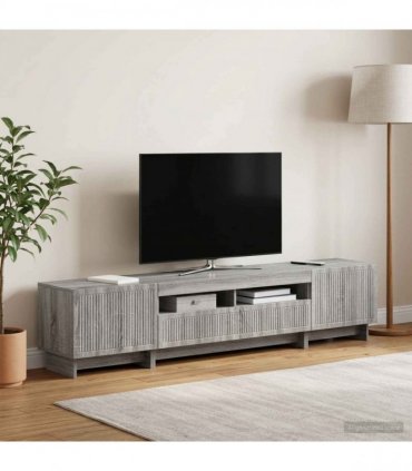 vidaXL 5 Piece LED TV Cabinet Grey Sonoma Engineered Wood