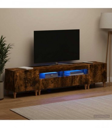 vidaXL 3 Piece LED TV Cabinet Smoked Oak Engineered Wood