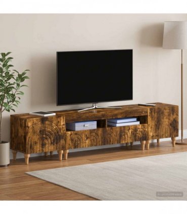 vidaXL 3 Piece LED TV Cabinet Smoked Oak Engineered Wood