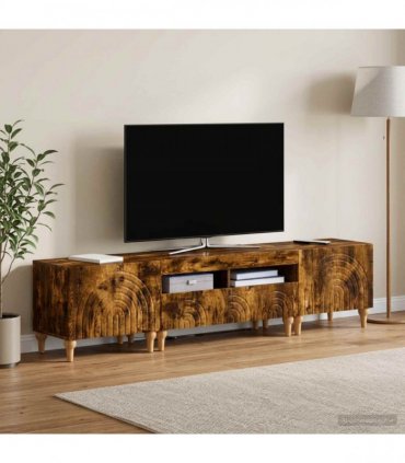 vidaXL 3 Piece LED TV Cabinet Smoked Oak Engineered Wood