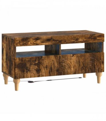vidaXL 3 Piece LED TV Cabinet Smoked Oak Engineered Wood