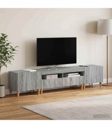 vidaXL 3 Piece LED TV Cabinet Grey Sonoma Engineered Wood