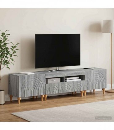 vidaXL 3 Piece LED TV Cabinet Grey Sonoma Engineered Wood