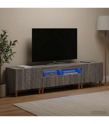 vidaXL 3 Piece LED TV Cabinet Grey Sonoma Engineered Wood