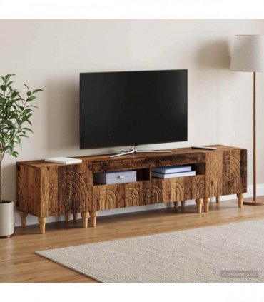 vidaXL 3 Piece LED TV Cabinet Old Wood Engineered Wood