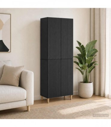 vidaXL Cabinet Set 2 pcs Black Engineered Wood