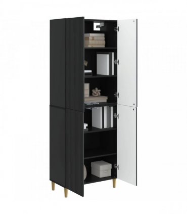 vidaXL Cabinet Set 2 pcs Black Engineered Wood