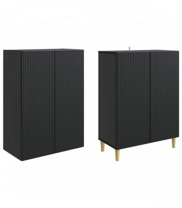 vidaXL Cabinet Set 2 pcs Black Engineered Wood