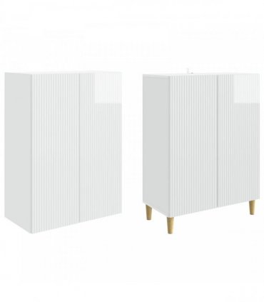 vidaXL Cabinet Set 2 pcs High Gloss White Engineered Wood