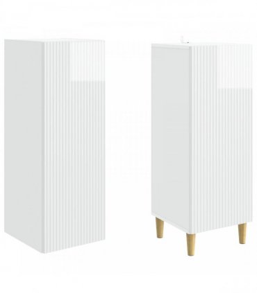 vidaXL Cabinet Set 2 pcs High Gloss White Engineered Wood