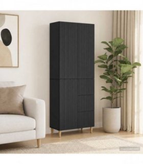 vidaXL Cabinet Set 2 pcs Black Engineered Wood