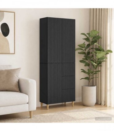 vidaXL Cabinet Set 2 pcs Black Engineered Wood