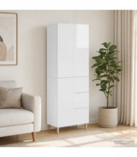 vidaXL Cabinet Set 2 pcs High Gloss White Engineered Wood