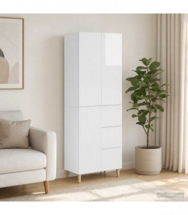 vidaXL Cabinet Set 2 pcs High Gloss White Engineered Wood