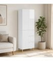 vidaXL Cabinet Set 2 pcs High Gloss White Engineered Wood