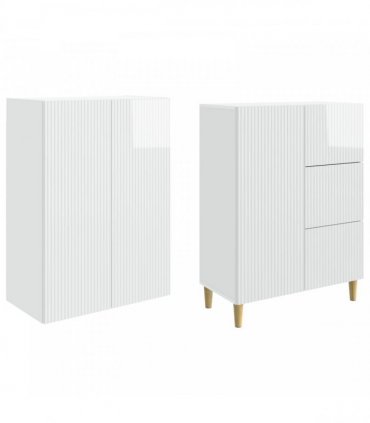 vidaXL Cabinet Set 2 pcs High Gloss White Engineered Wood
