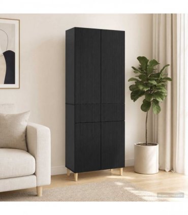 vidaXL Cabinet Set 2 pcs Black Engineered Wood