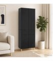 vidaXL Cabinet Set 2 pcs Black Engineered Wood