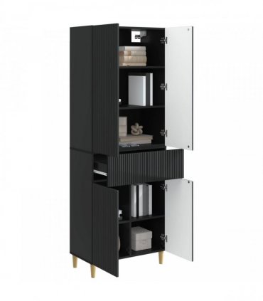 vidaXL Cabinet Set 2 pcs Black Engineered Wood