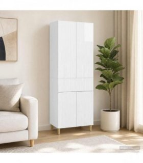 vidaXL Cabinet Set 2 pcs High Gloss White Engineered Wood