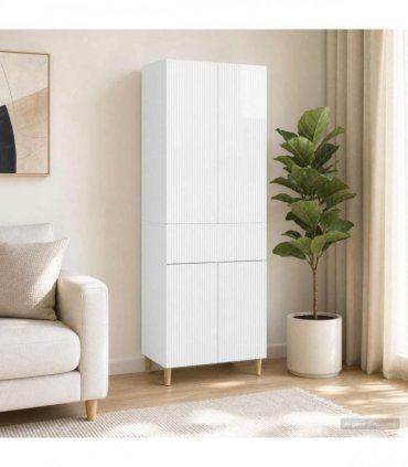 vidaXL Cabinet Set 2 pcs High Gloss White Engineered Wood