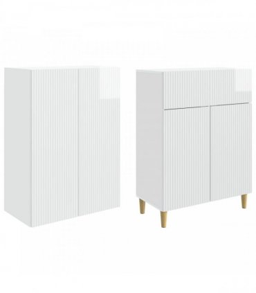 vidaXL Cabinet Set 2 pcs High Gloss White Engineered Wood