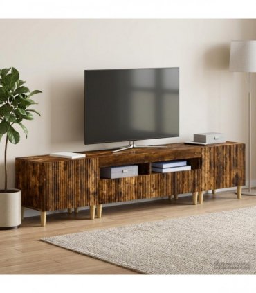 vidaXL 3 Piece LED TV Cabinet ARNHEM 3 pcs Smoked Oak Engineered Wood